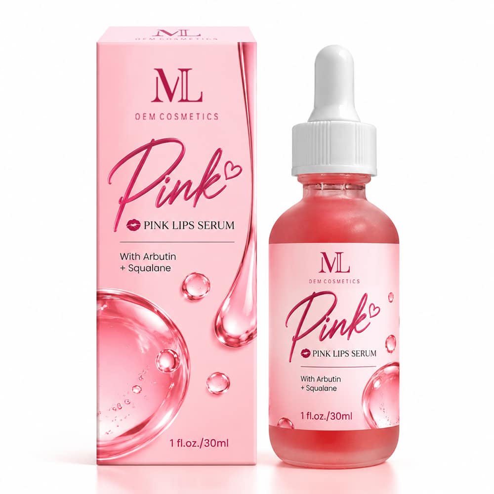 Private Label Pink Lip Serum Remove Dark Pigmentation Treatment Lips Fast Lightening Pink Exfoliating Lip Plumper Gloss for Men Women MLXL OEM COSMETIC Custom Formulated Manufacturer for Your Brand