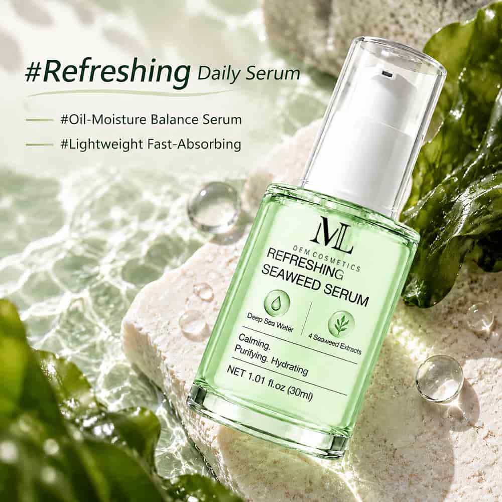 Private Label Refreshing Seaweed Face Serum Oil Control Hydration and Skin Comfort with Seaweed Extract MLXL OEM COSMETIC Tailor Made Production for Your Brand