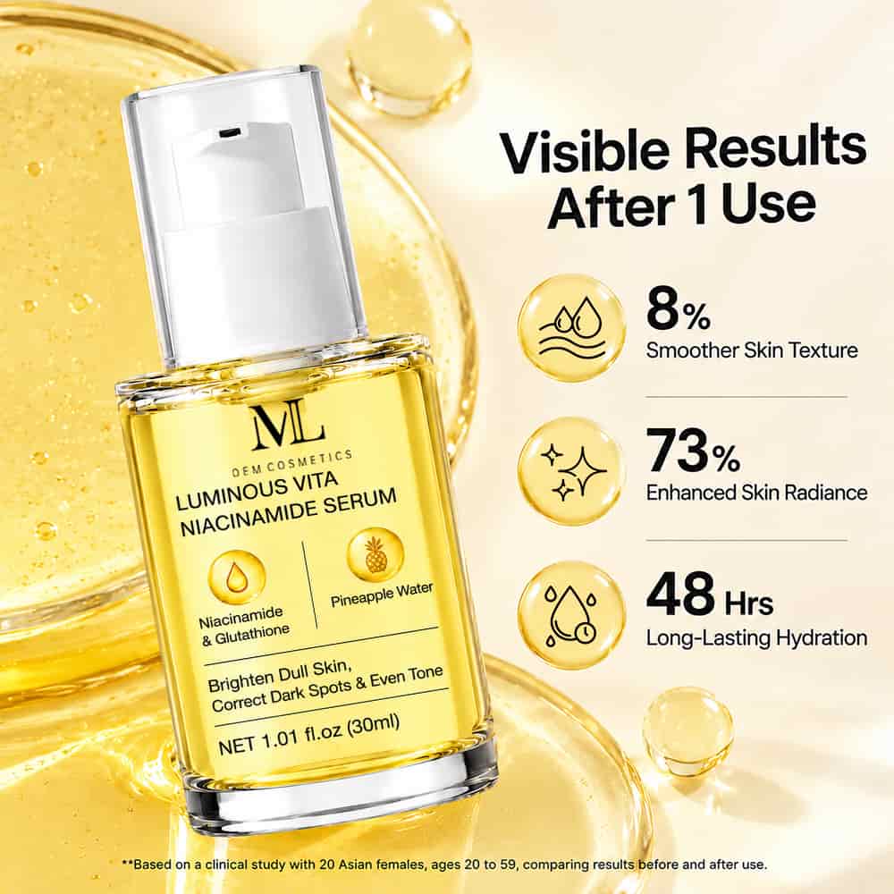 Private Label Vitamin Niacinamide Face Serum Oil Control Brightening and Skin Comfort with Niacinamide and Panthenol MLXL OEM COSMETIC OEM Custom Manufacturing for Your Brand